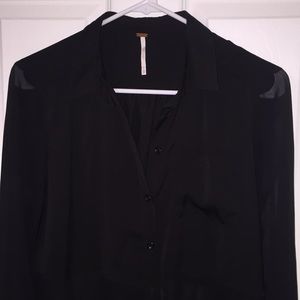 Free People Button-Down Sheer Blouse